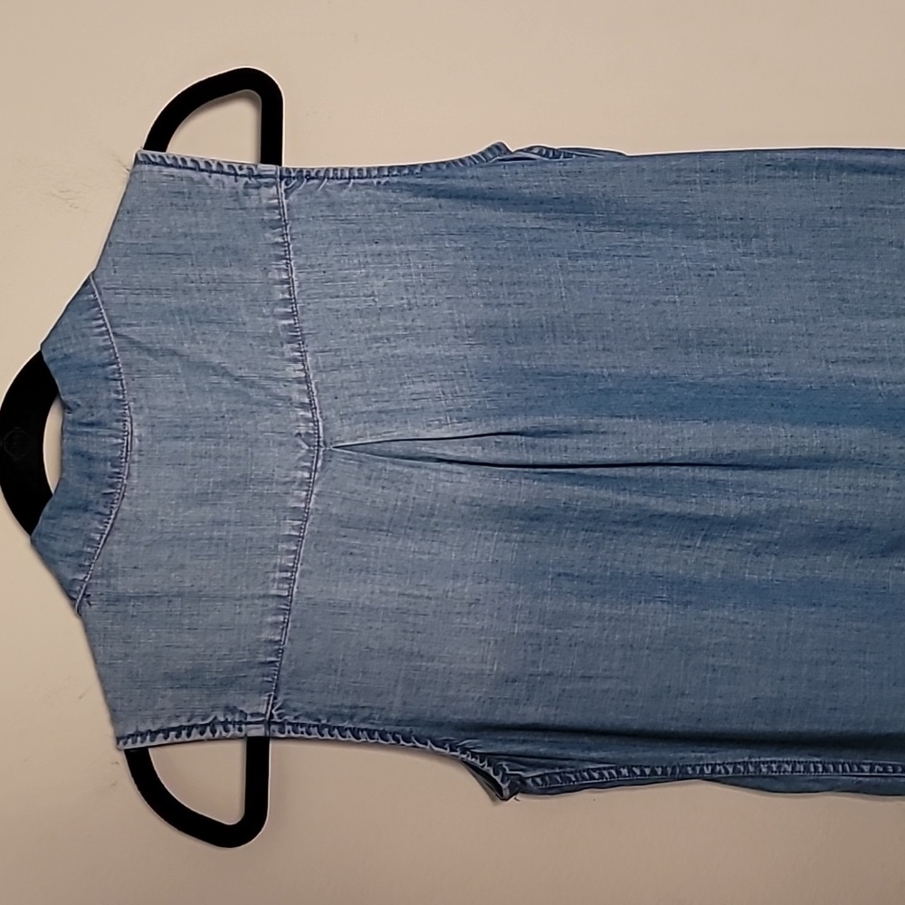 Beach lunch lounge Sleeveles Chambray Shift Dress Sz S - Picture 5 of 6
